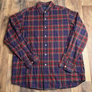Vintage Polo Ralph Lauren Westerton Fine Two Ply Cotton Shirt Men's‎ Large Plaid